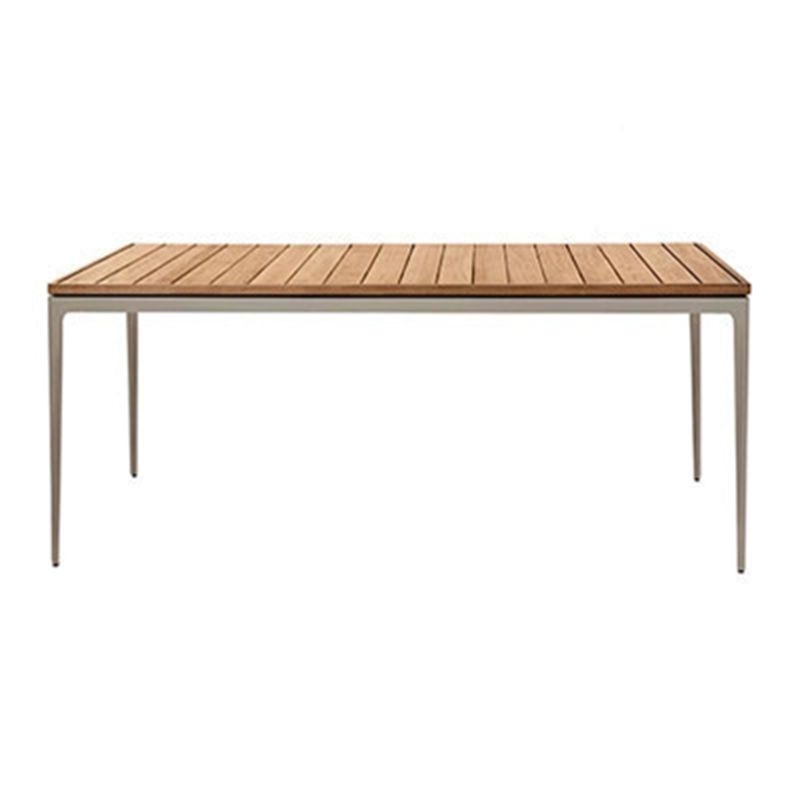 Stone/Wood Dining Table Farmhouse Table with Metal Frame for Living Room