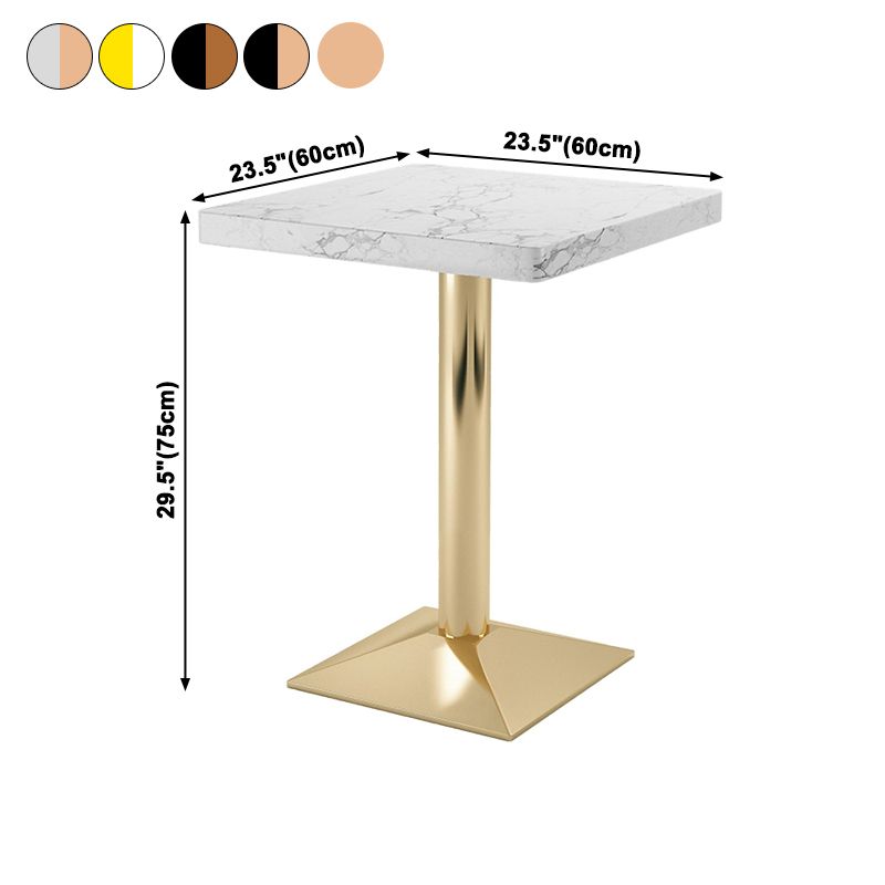 Mesa de comedor industrial de madera maciza con base de pedestal de metal