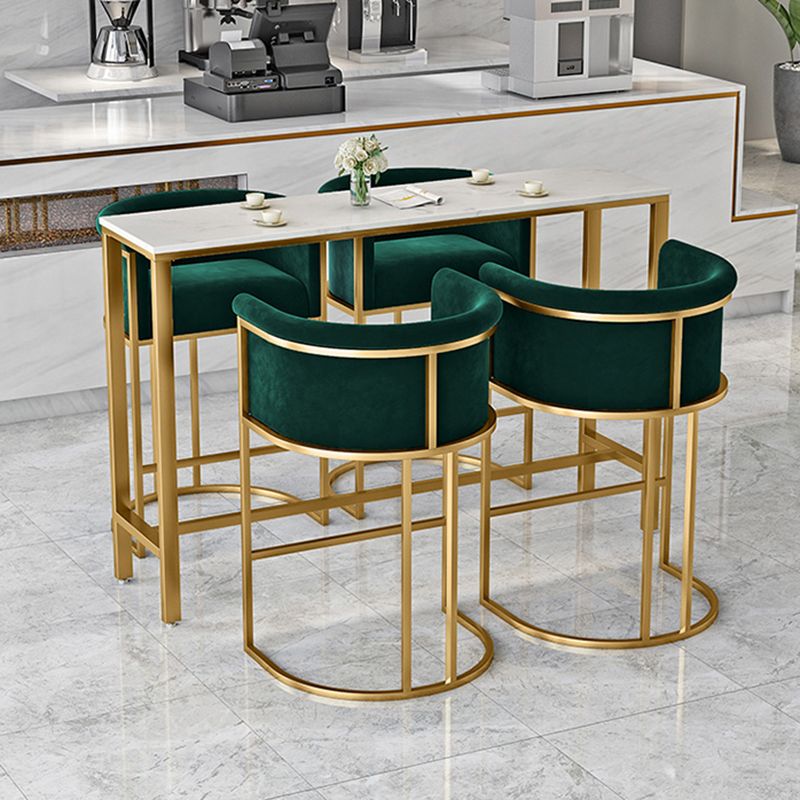 Modern Faux Marble Top Pub Table Set 1/3/5 Pieces White Bar Set with Upholstered Stools