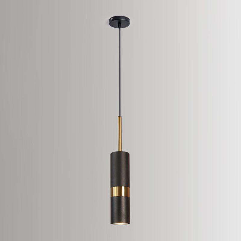1 Light Cylinder Pendant Lighting Modern Metallic Pendant Ceiling Lights for Restaurant