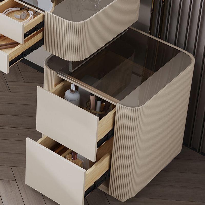 Glam Bedroom Makeup Vanity Desk Glass Vanity Dressing Table Set