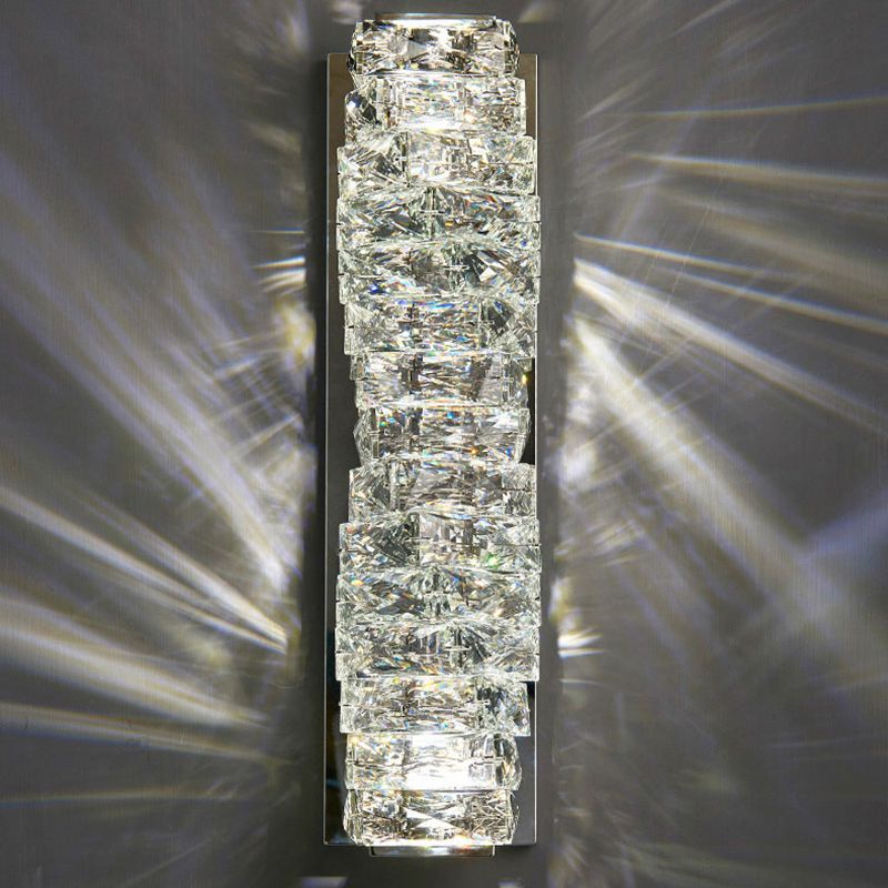 Light Luxury Wall Light Rectangle Shape Wall Lamp with Crystal Shade for Bedroom
