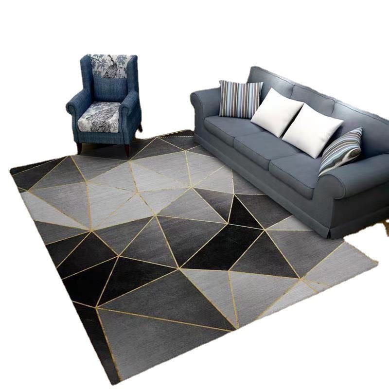 Simple Living Room Area Rug Geometric Lines Polyester Rug Anti-Slip Indoor Carpet
