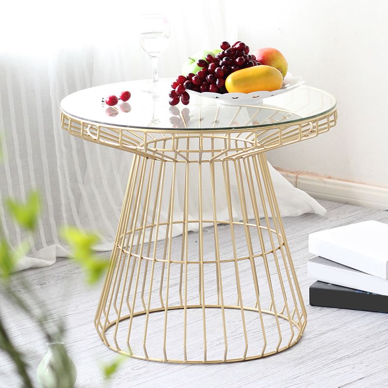 Modern Style Glass Round Side Table Dia 19.7-inch Frame End Table