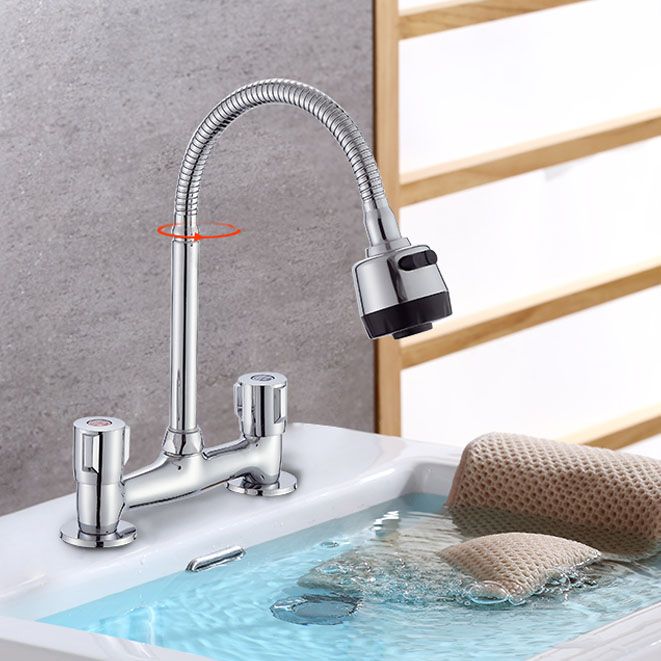 Modern Pre-Rinse Kitchen Faucet Brass Knob Handle Swivel Spout Kitchen Sink Faucet
