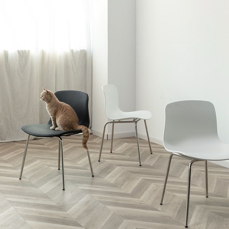 Sillas de comedor de metal contemporáneo, sillas sin brazos, sillas de comedor de plástico para restaurante