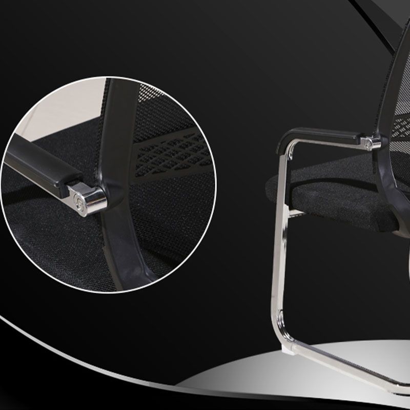 Modern Armless Upholstered Office Chair Steel No Wheels Office Chair