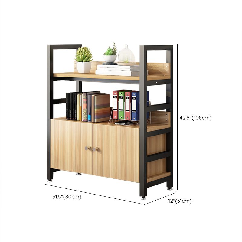 Modern Open Storage Shelf Bookcase with Cabinets for Home Office