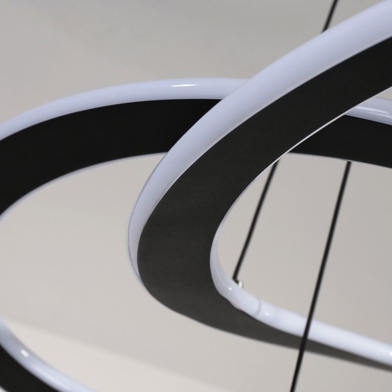 Twisting Metal Chandelier Lighting Fixture Modern LED Black Chandelier Lamp for Living Room