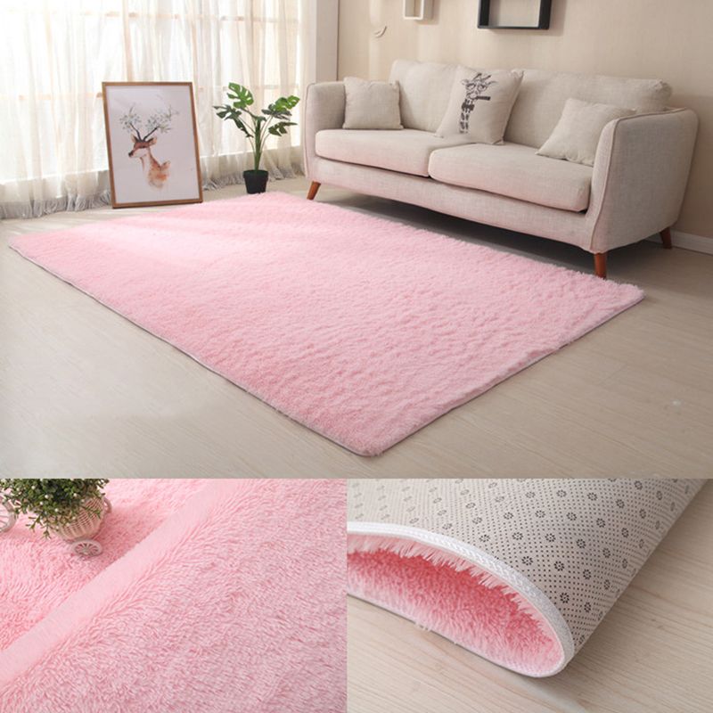 White Solid Color Area Rug Polyester Casual Carpet Shad Rug for Living Room