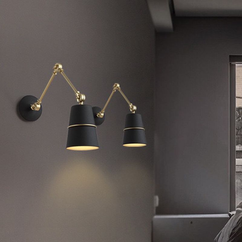 Nordic Metal Wall Light Bucket Shape Adjustable Wall Sconce for Living Room