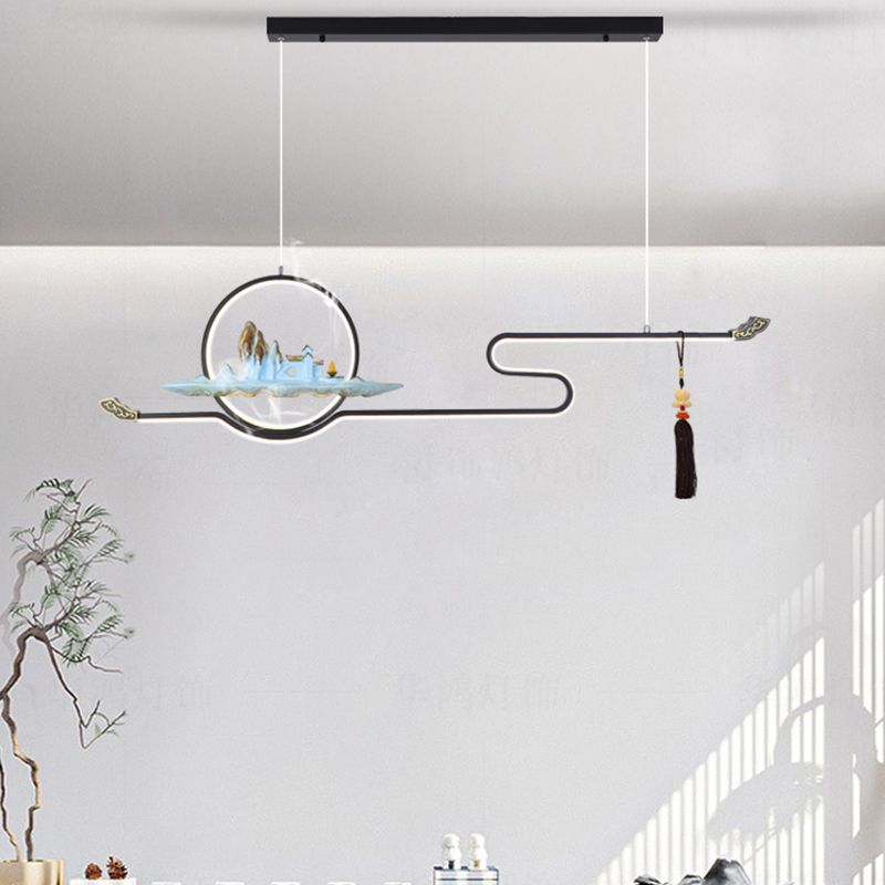 Resina luces colgantes colgantes chinas lámparas colgantes lineales modernas para comedor