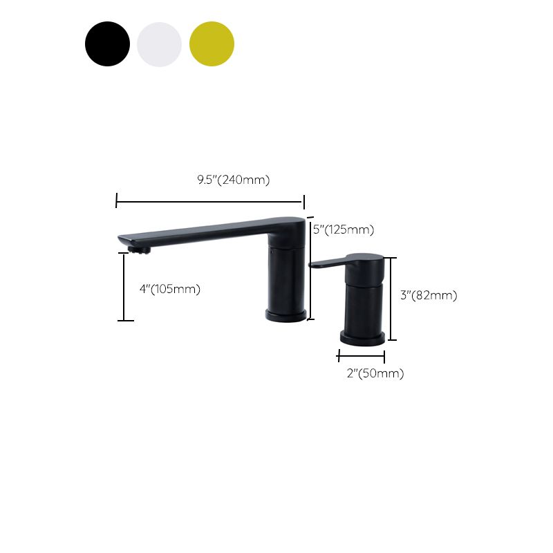 Contemporary Bathroom Faucet Deck Mounted Copper Two Handle Swivel Roman Tub Faucet Set