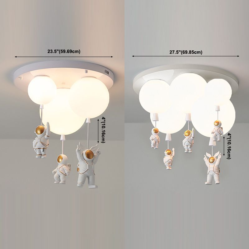 Luz de techo empotrada de metal para astronauta, luces múltiples para niños, luz semi empotrada con pantalla acrílica de globo