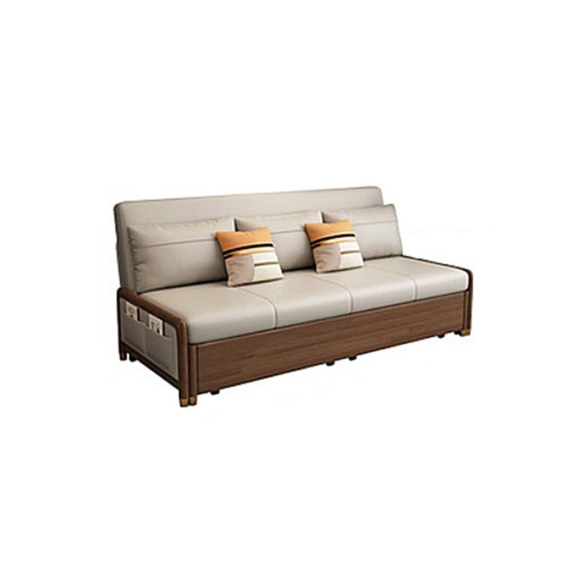 Beige and Brown Sofa Bed with Pillows Convertible Seating with Storage
