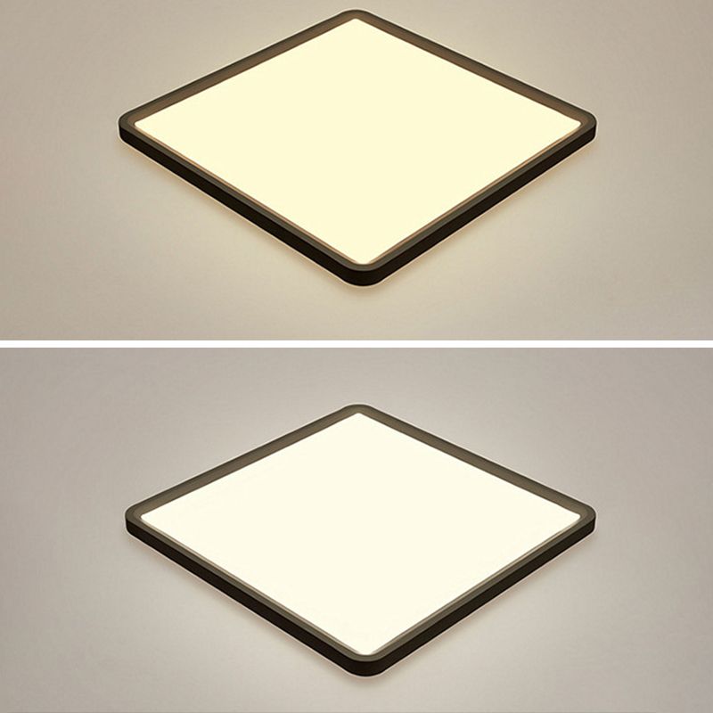 Acrylique simple rectangulaire LED plafonnier style nordique salon encastré noir luminaire
