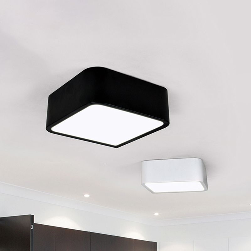 10"/14" Wide Metal Square Flush Mount Modern Led White/Black Flush Mount Ceiling Light in White/Warm Light