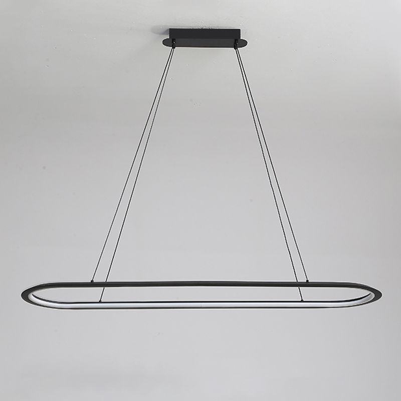 1 Light Oval Island Lights Contemporary Metal Island Lighting Ideas for Kitchen