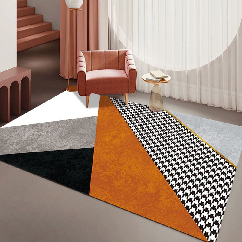 Orange Modern Rug Blending Color Lump Rug Stain Resistant Rug for Living Room