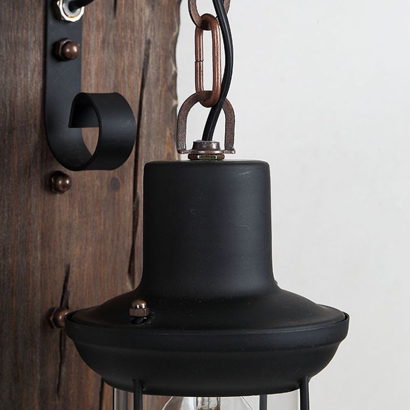 Wrought Iron Adjustable Island Pendant Light in Industrial Vintage Style Wooden 6-Light Ceiling Light for Dining Room