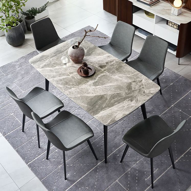 Metal Modern Rectangle Dining Table Sintered Stone Dining Table for Kitchen and Dining Room