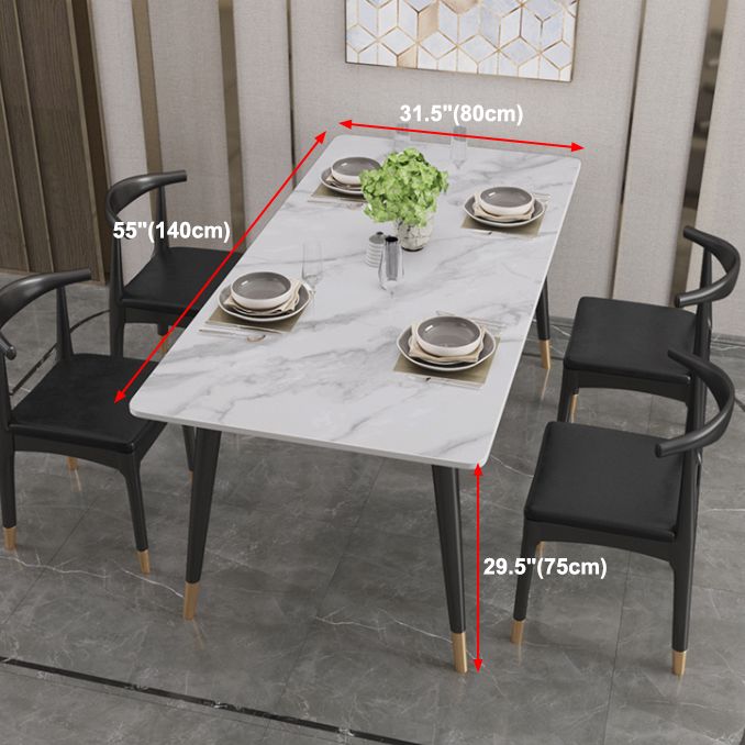 Table de salle à manger en marbre de collection de salle à manger de style industriel avec 4 pieds