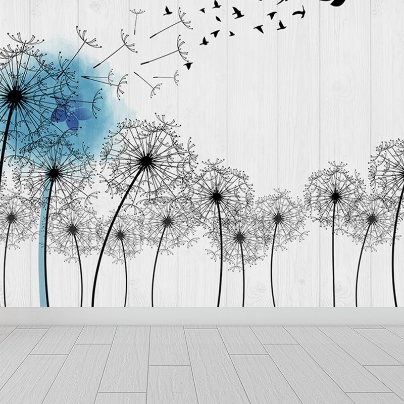 Soft Color Dandelion Mural Decal Moisture-Proof Modern Living Room Wall Covering