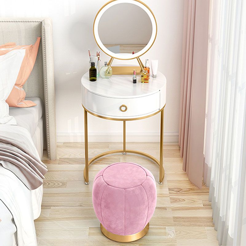 Wood and Metal Vanity Table with 1 Drawer in White/Green Makeup Desk