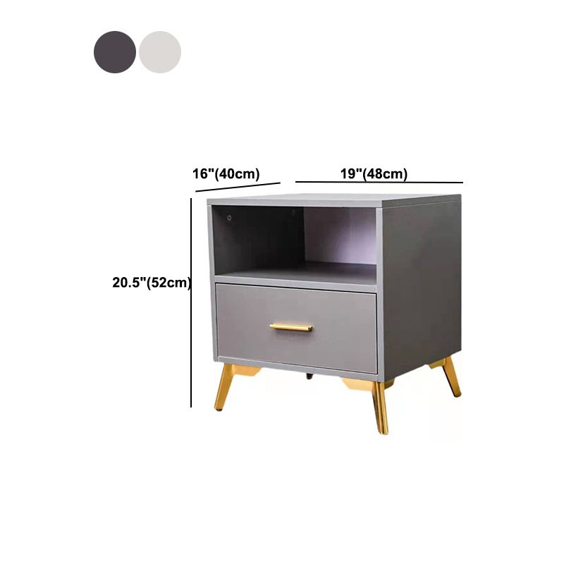 20'' Tall Glam Accent Table Nightstand 2-Drawer Plates Bed Nightstand with Legs