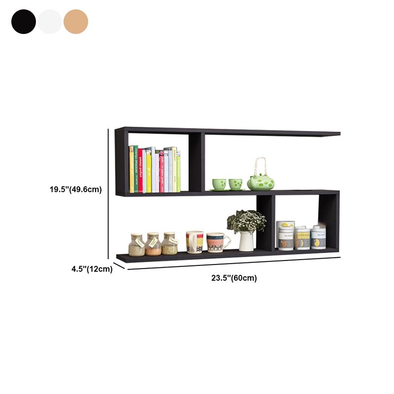 Floating Modern Bookcase Horizontal Matte Finish Wood Open Case for Living Room