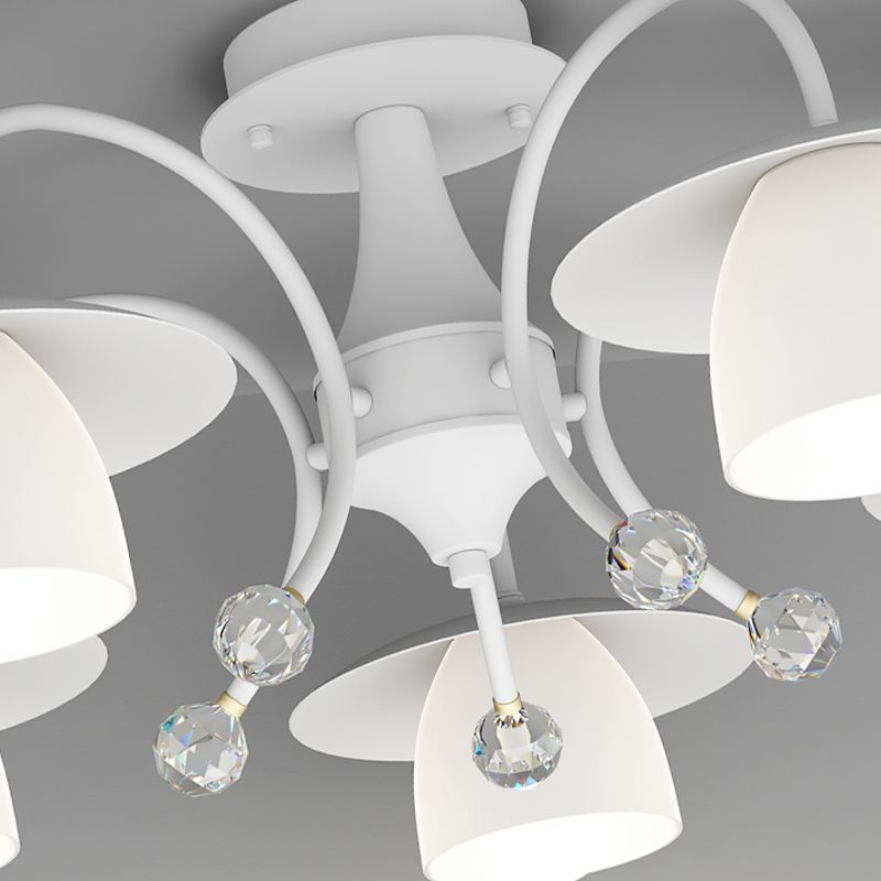 Modern Metal Flush Mount Cone Shape Ceiling Light with Glass Shade for Living Room