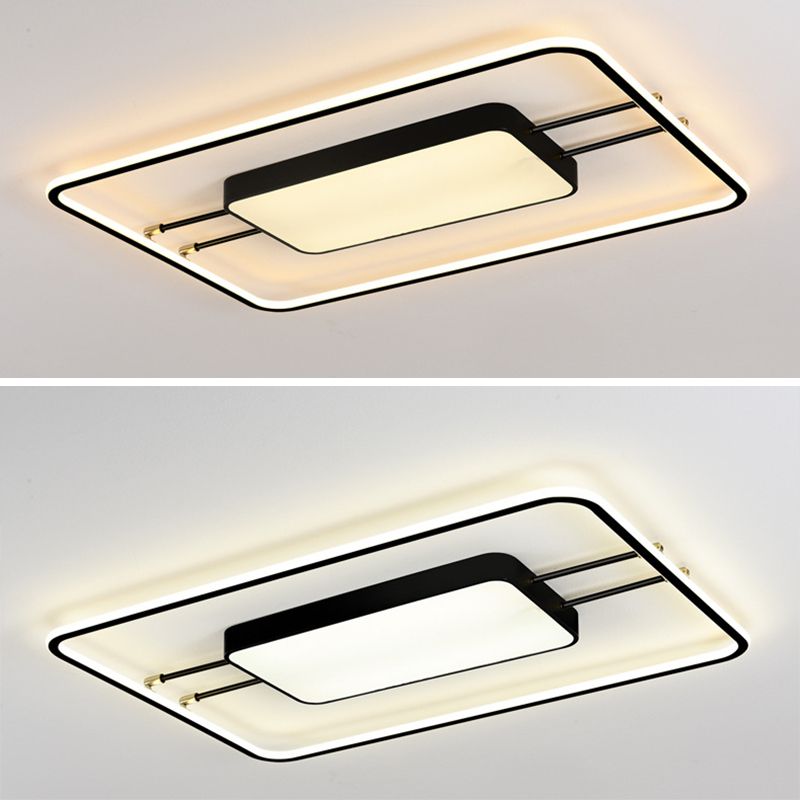 Moderne rechteckige LED-Unterputzleuchte aus Metall für das Wohnzimmer mit Acrylschirm