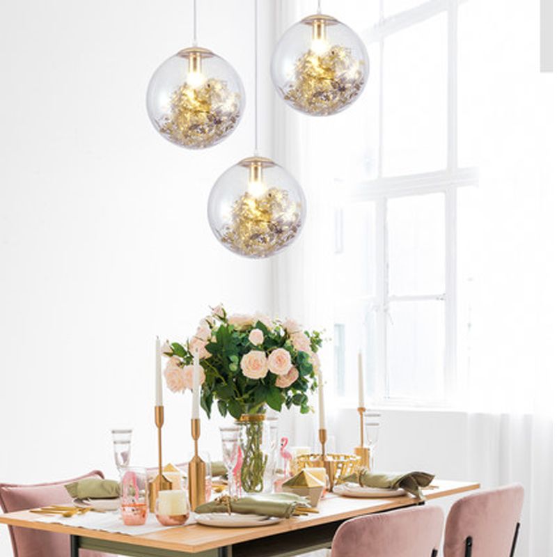 1 Light Orb Hanging Ceiling Light Modern Style Glass Hanging Lamp Kit