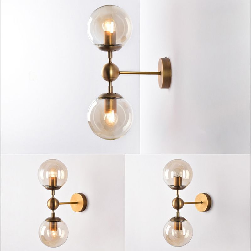 Spherical Wall Sconce Lights Nordic Retro Style Glass Sconces for Bedroom
