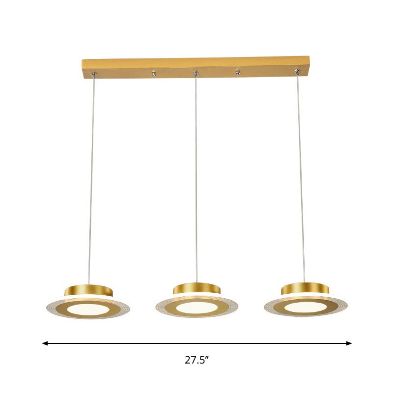 3 Ronde kroonluchter licht eigentijdse acryl -LED Gold Pendant verlichtingsarmatuur in warm/wit licht