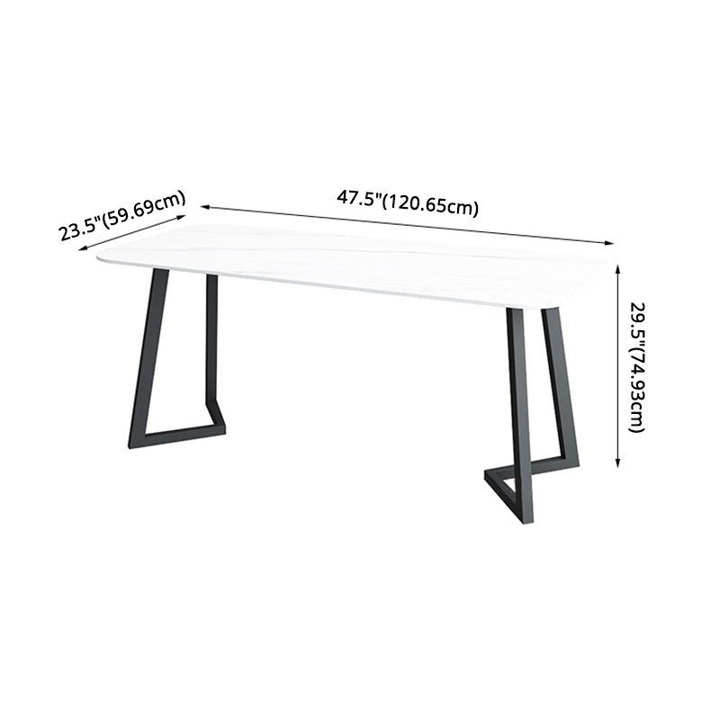 Contemporary Sintered Stone Standard Dining Set Black & White Rectangle Shape Dining Set for Kitchen