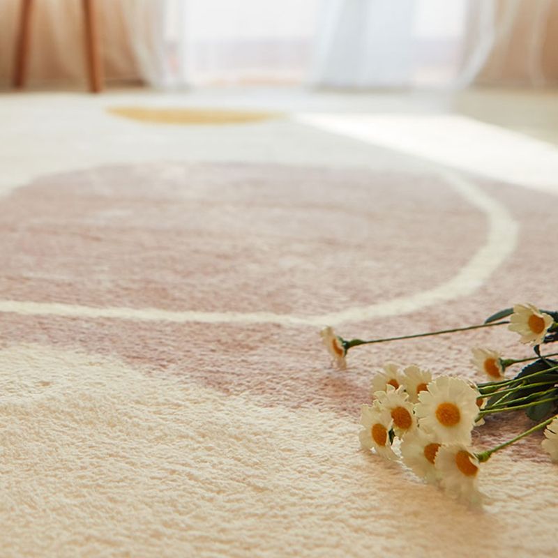 Beige Modern Rug Polyester Color Block Rug Washable Rug for Living Room