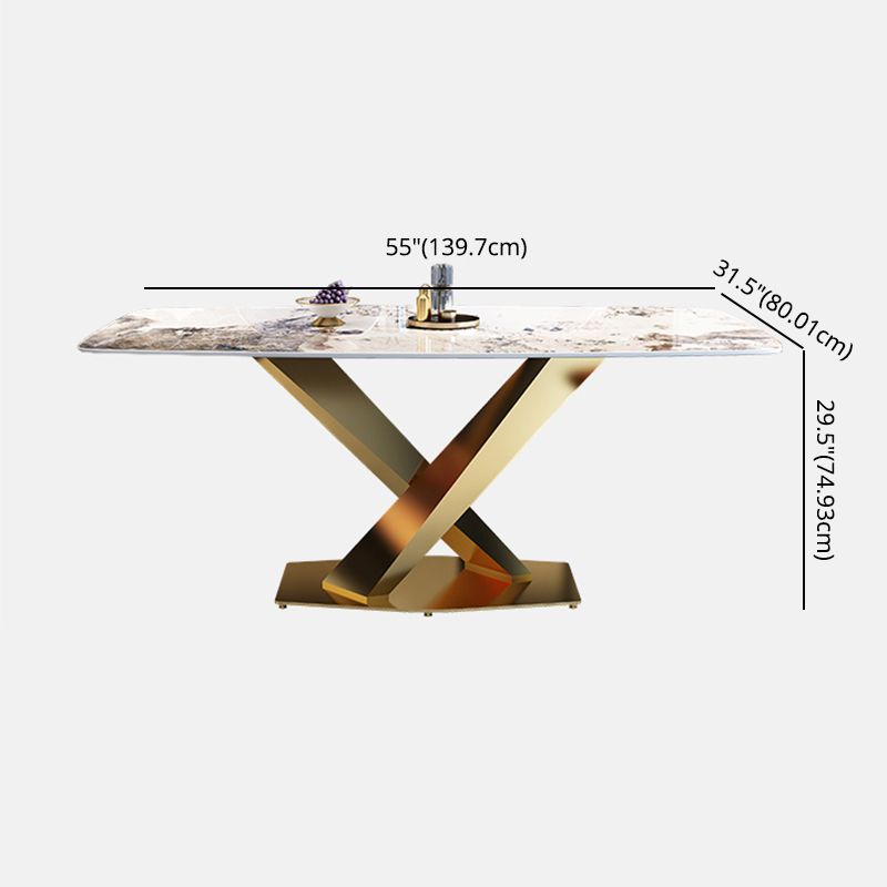 Standard Sintered Stone Top Dining Set with 1 Gold Metallic Legs for Dining Furniture