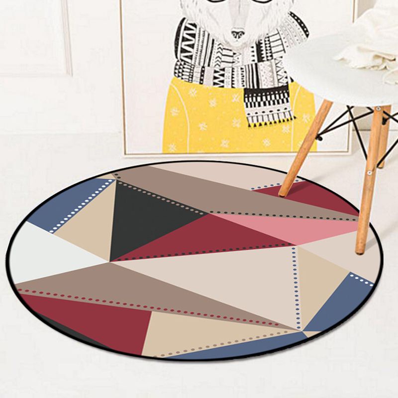Colorful Geometric Pattern Rug Multicolor Modernist Rug Polyester Washable Pet Friendly Anti-Slip Carpet for Study
