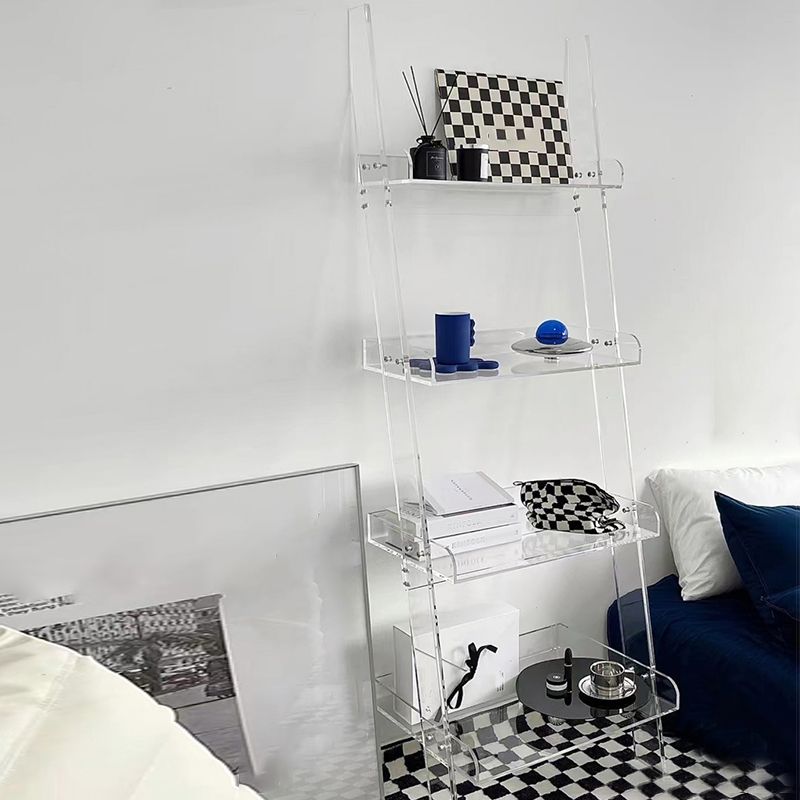 Contemporary Acrylic Bookcase Standard Open Back Bookshelf with Shelves