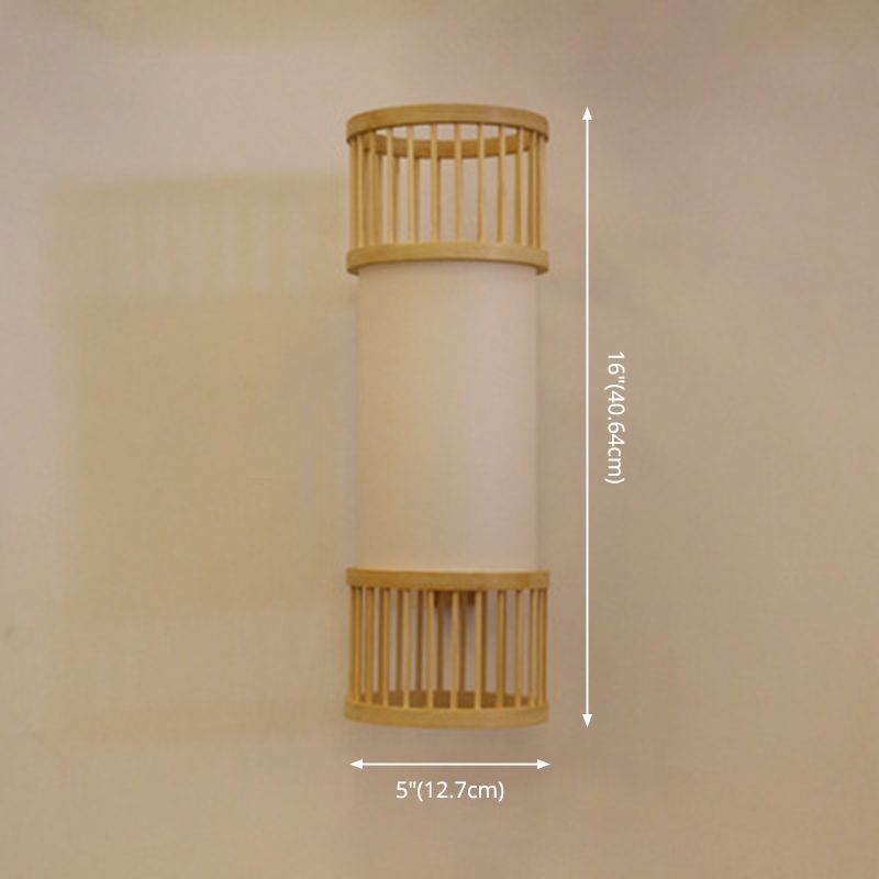 Cylindrical Wall Mounted Lighting Minimalist Style Wood Beige Wall Mounted Light Fixture