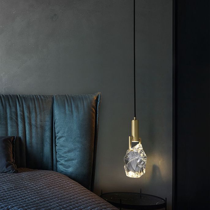 Shaded Bedroom Ceiling Hung Fixture Crystal Minimalist Style Ceiling Pendant Light