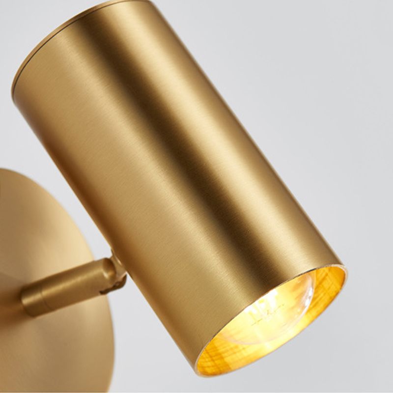Modern Metal Wall Sconce Cylinder Shape Vanity Lamp with Copper Shade for Bathroom