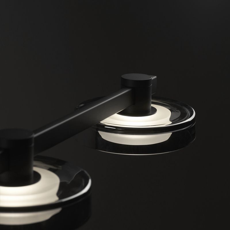 Metal and Glass Kitchen Island Lighting in Black Modern LED Ceiling Pendant