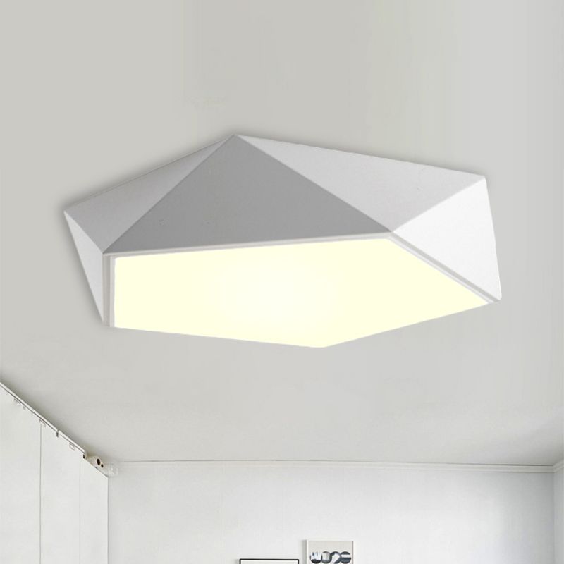 16.5"/20.5"/24.5" Wide Geometric Metal Flush Mount Lighting Modern Led White/Black Flush Mount Ceiling Fixture