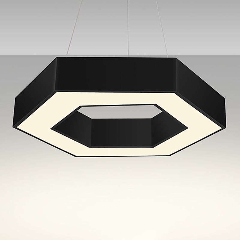 Plafonnier LED de forme hexagonale en fer moderne, 1 lumière, montage encastré pour bureau