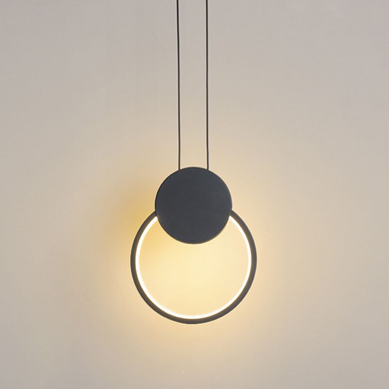 Modern Minimalist Style Cord Hung Hanging Pendant Lights Metal Ceiling Lamp in Black Finish for Bedroom