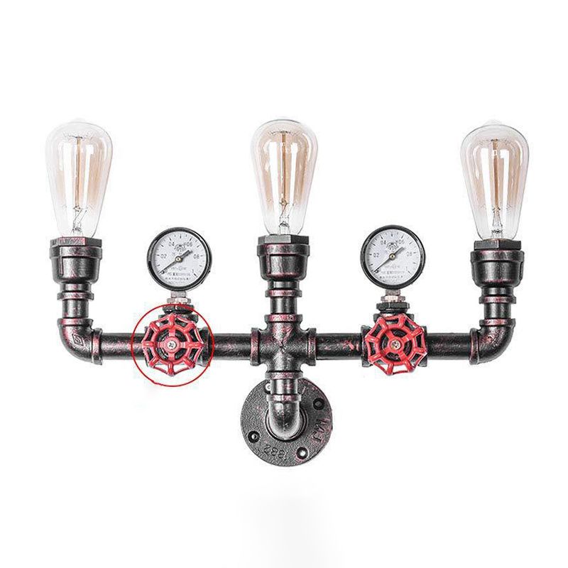 Rust Industrial Metal Wall Sconce Pipe Shape Wall Light for Living Room