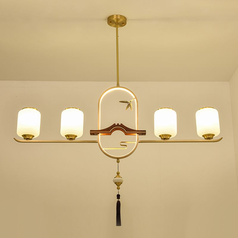 Moderne hanglampcilinder Witglas eiland hanglampen voor kookeiland