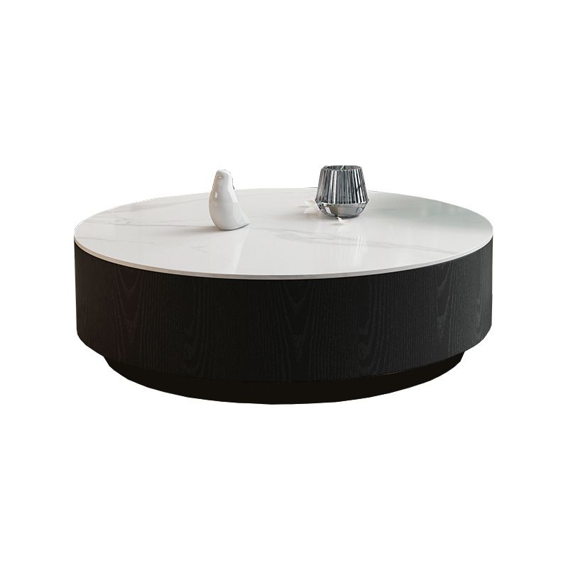 Round Stone Top Coffee Table Mid-Century Modern Cocktail Table